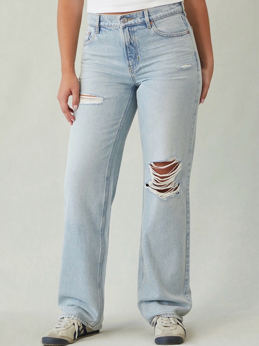 PacSun Light Blue Distressed Wide-Leg Jeans